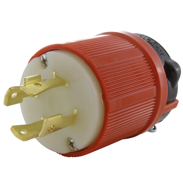 Locking Plug, L17-30P, 30 A, 600V AC, Three Phase, Orange